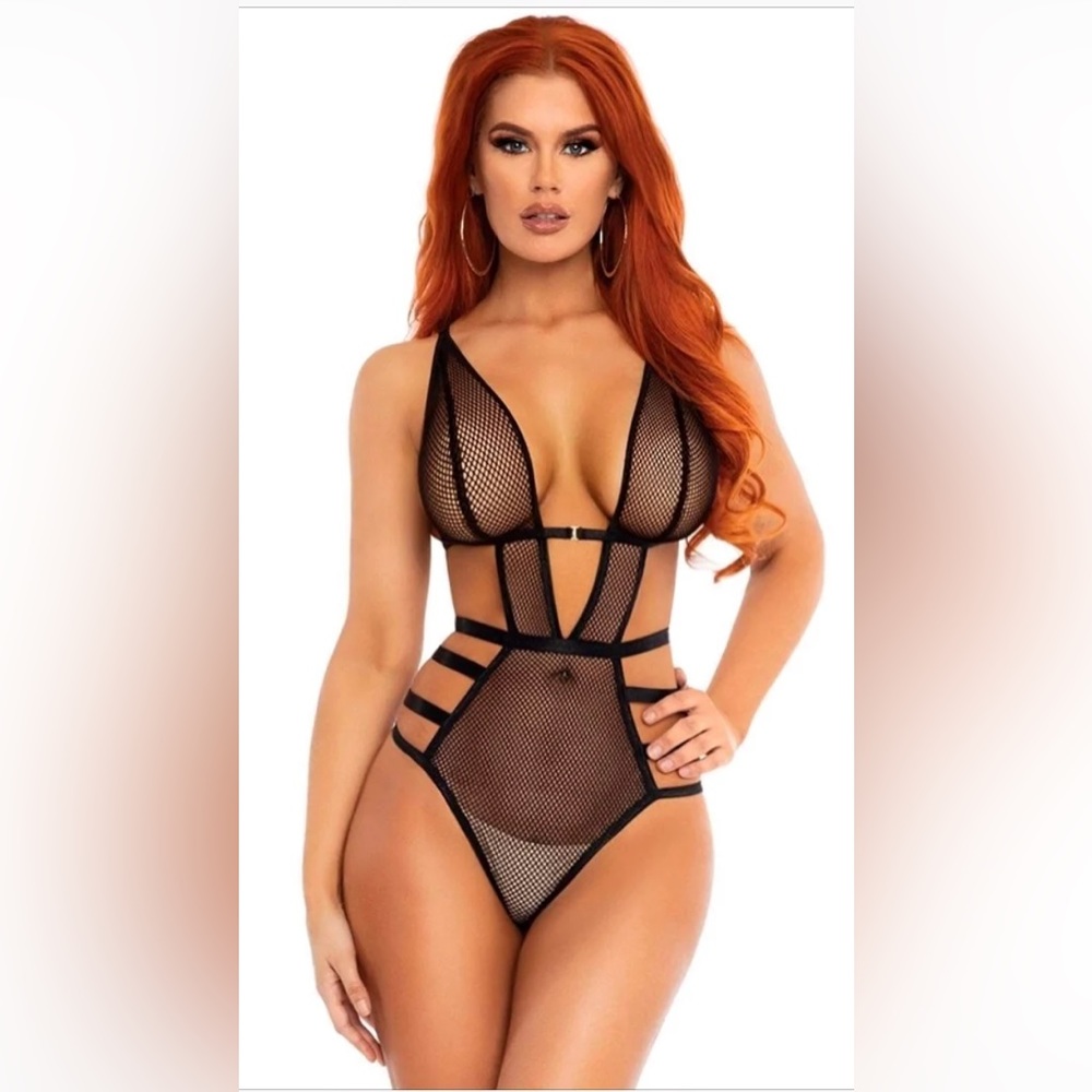 Cutout Net Teddy Lingerie
